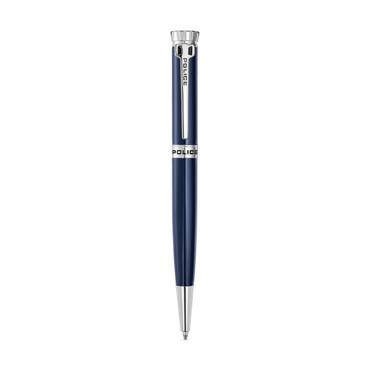 Police Blue Lacquer Ballpoint Pen with Chrome Finish