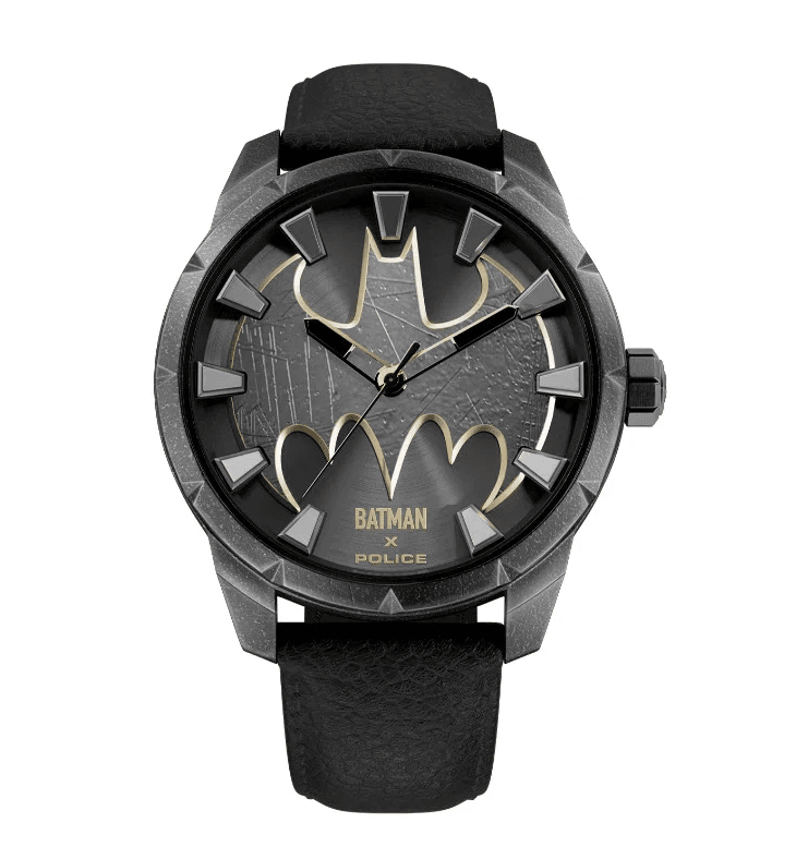 Police Batman Men's Watch with Black Leather Strap