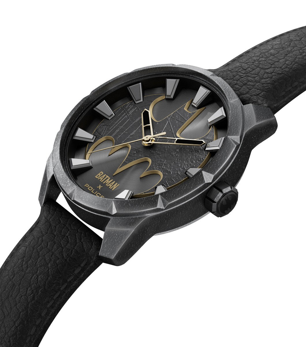 Police Batman Men's Watch with Black Leather Strap