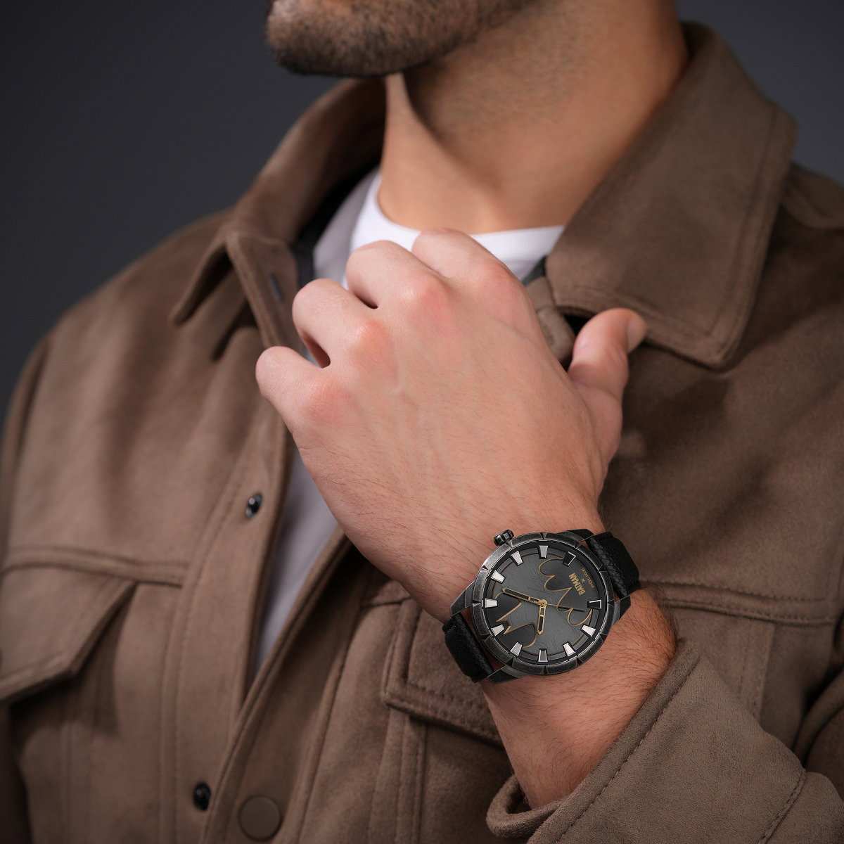 Police Batman Men's Watch with Black Leather Strap