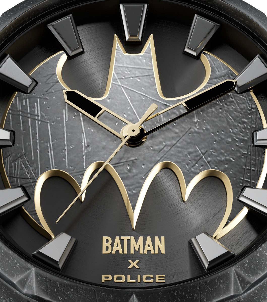 Police Batman Men's Watch with Black Leather Strap