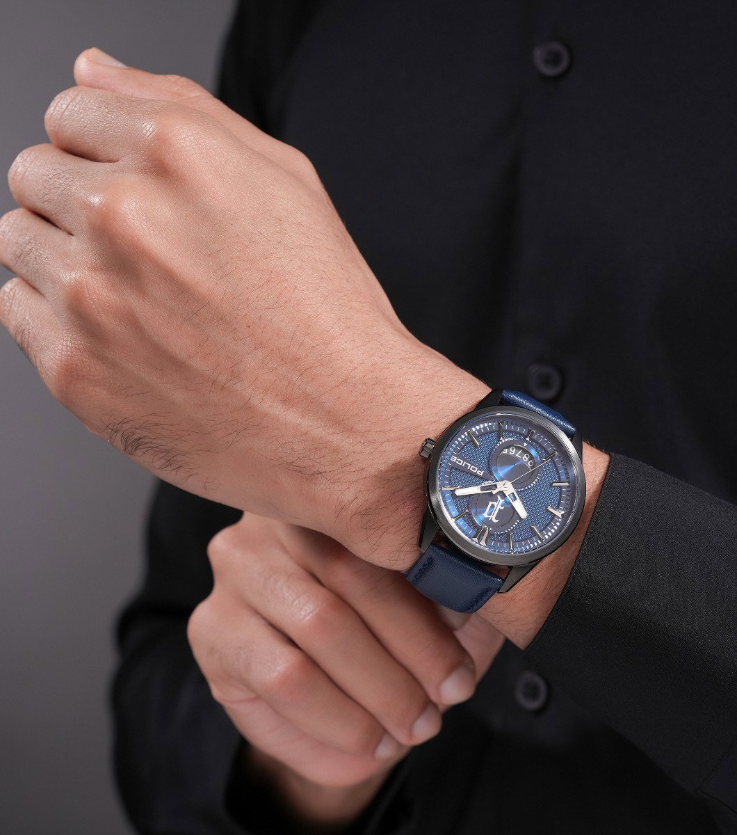 Police Styleshift Men's Blue Leather Strap Watch