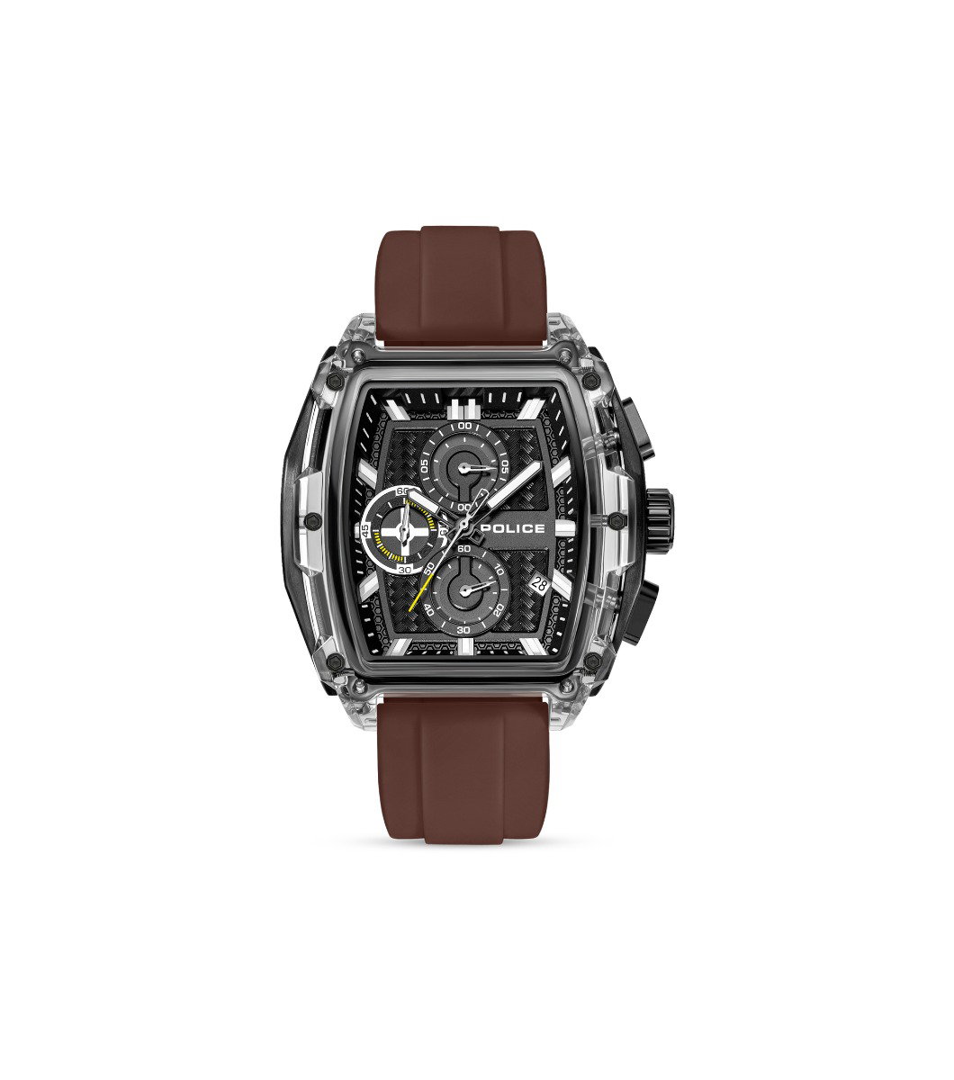 Police Men's Transparent Case Chronograph Watch Set