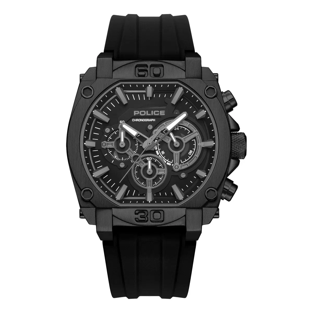 Police Norwood Men's Black Chronograph Silicone Watch