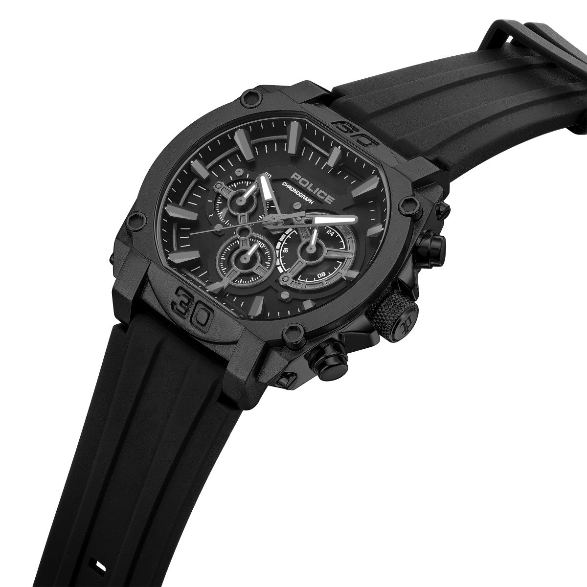 Police Norwood Men's Black Chronograph Silicone Watch