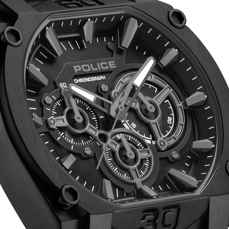 Police Norwood Men's Black Chronograph Silicone Watch