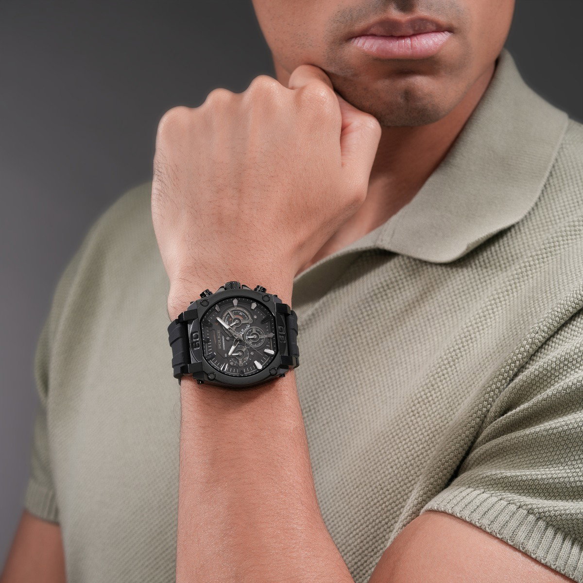 Police Norwood Men's Black Chronograph Silicone Watch