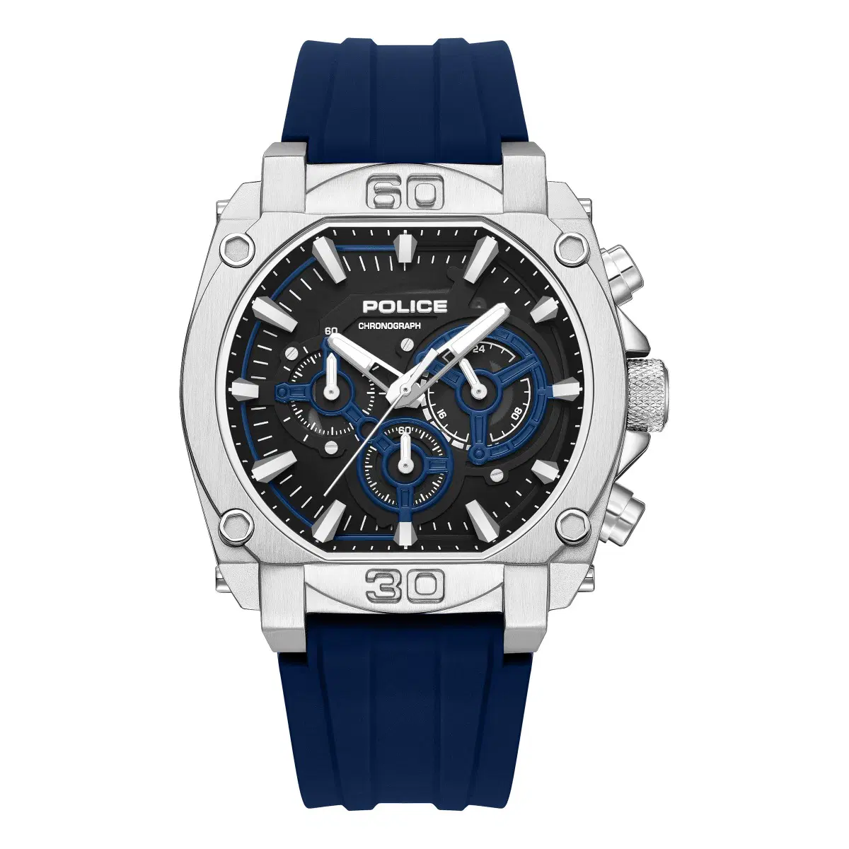 Police Norwood Men's Chronograph Watch with Blue Silicone Strap