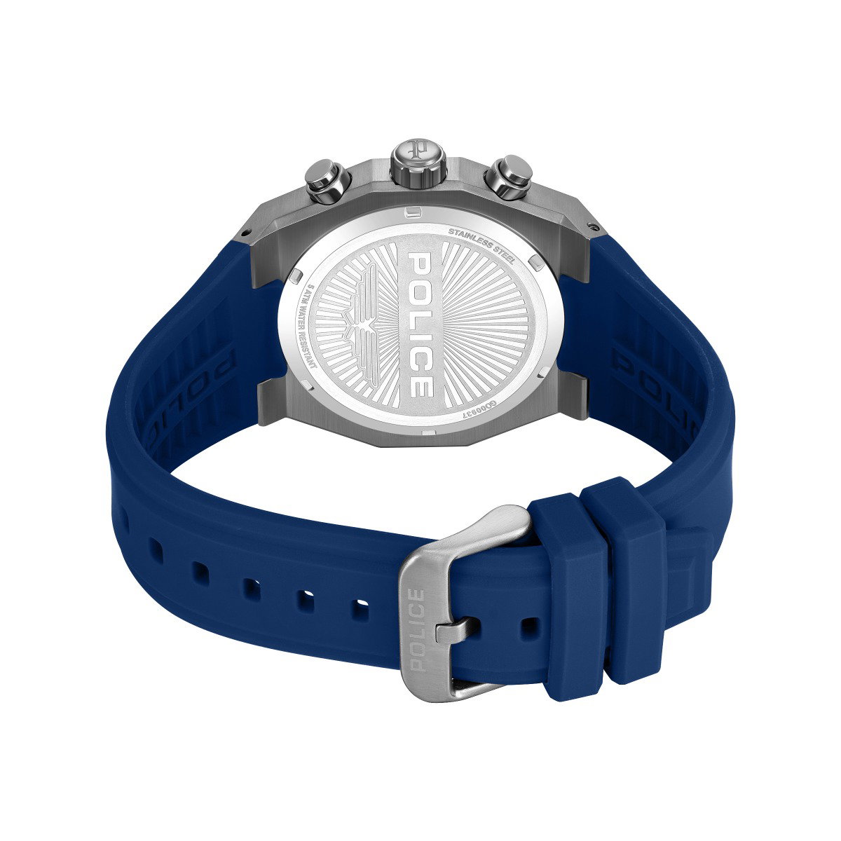 Police Steward Men's Chronograph Watch with Blue Silicone Strap