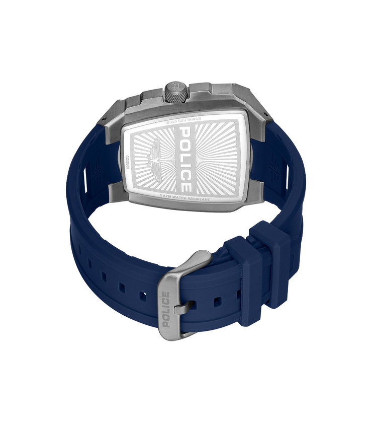 Police Men Silver Blue Multifunction Watch