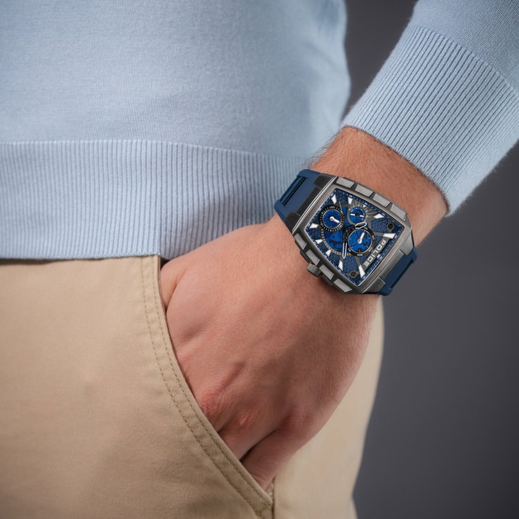 Police Men Silver Blue Multifunction Watch