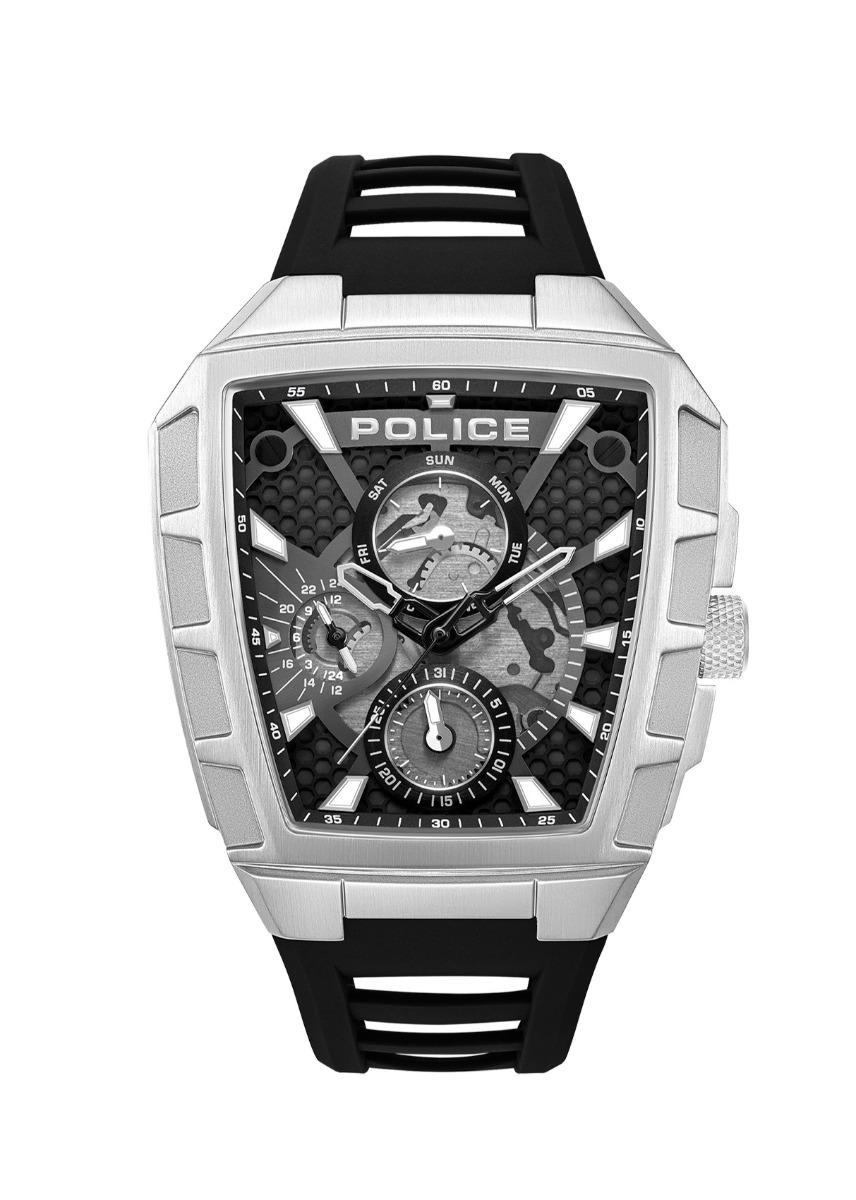Police Men Silver Multifunction Silicone Watch