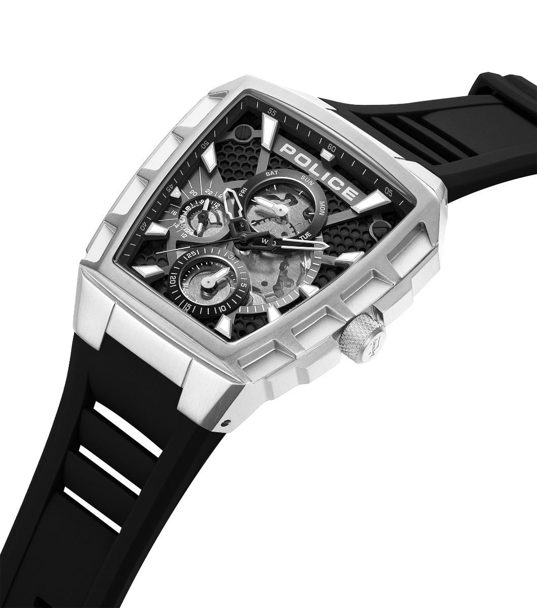 Police Men Silver Multifunction Silicone Watch
