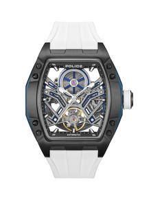 ساعة بوليس اوتوماتيك سكليتون اسود وابيض للرجال