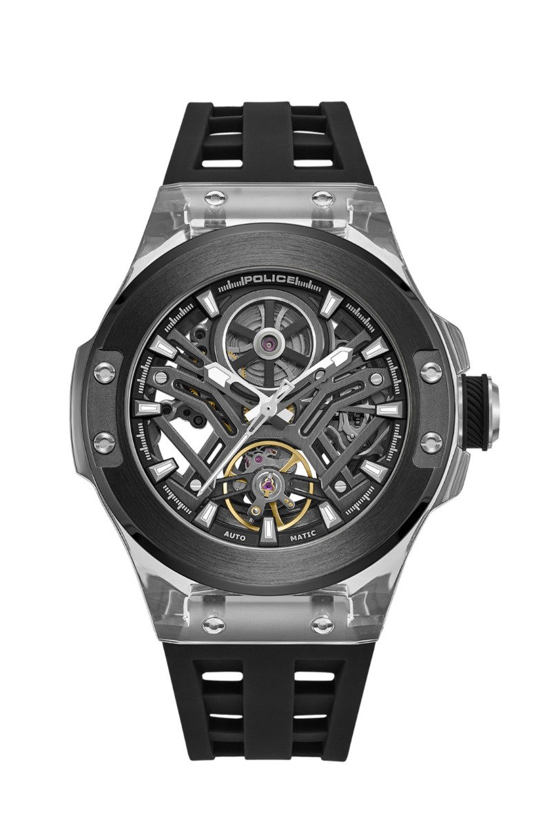 Police Men Automatic Skeleton Black Watch