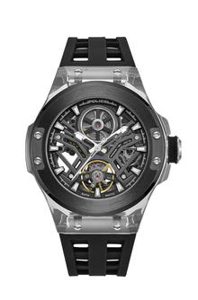 ساعة بوليس اوتوماتيك سكليتون سوداء للرجال