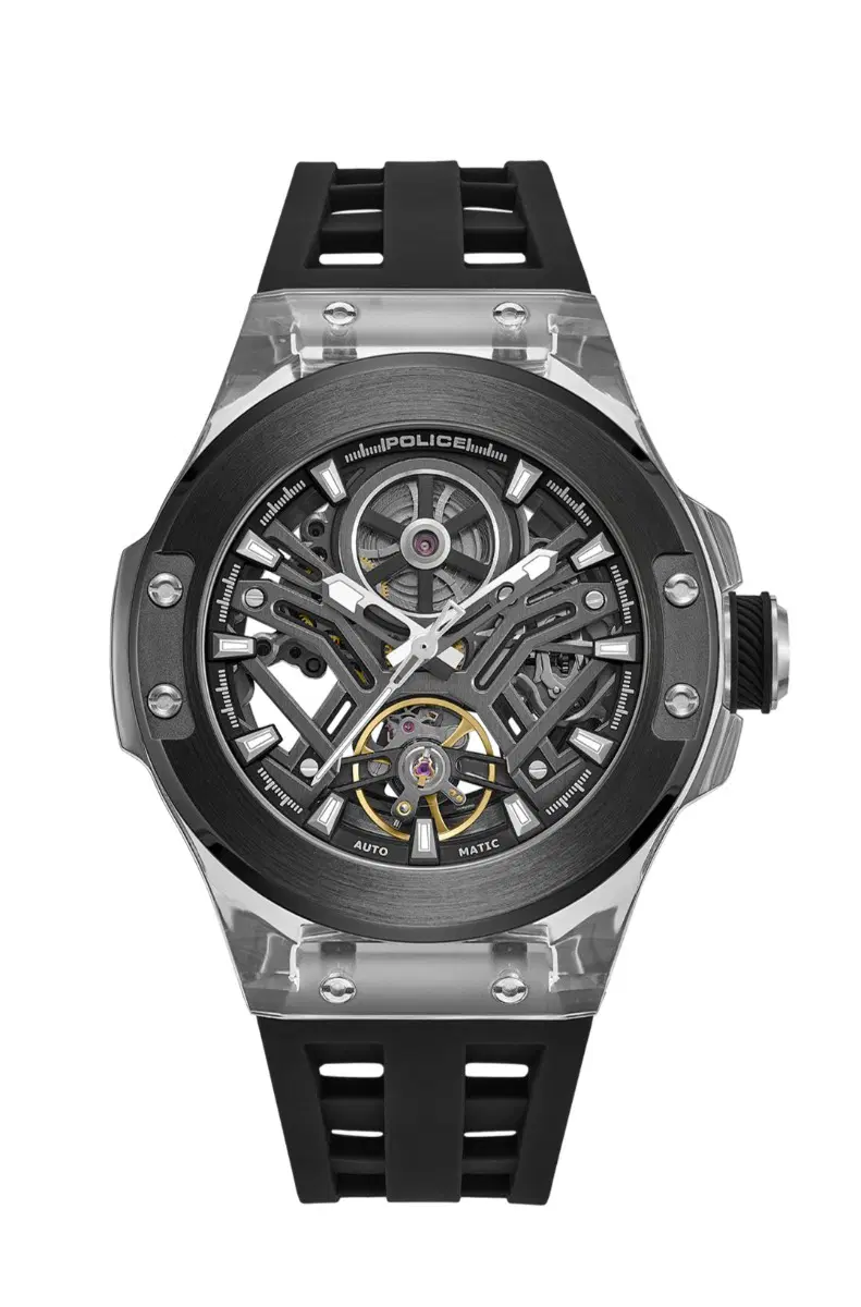 Police Men Automatic Skeleton Black Watch