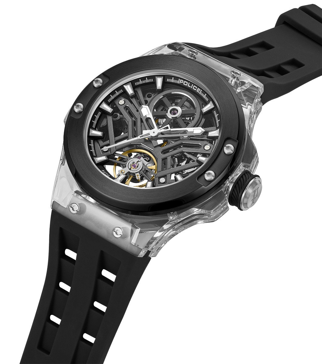 Police Men Automatic Skeleton Black Watch