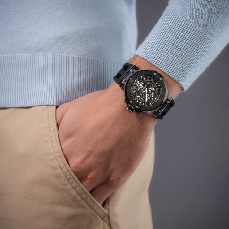 Police Men Automatic Skeleton Black Watch