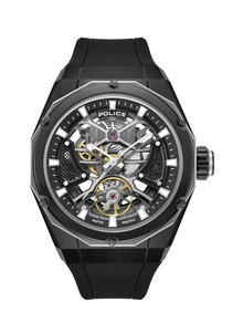 ساعة بوليس اوتوماتيك سكليتون سوداء للرجال