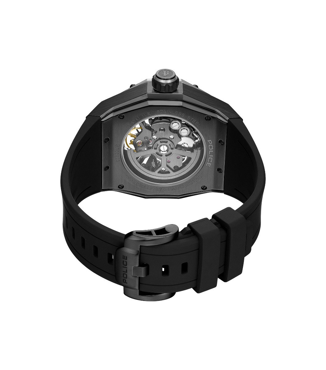 Police Automatic Skeleton Black Watch For Men