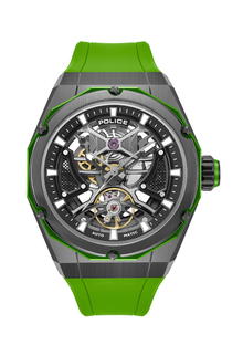 ساعة بوليس اوتوماتيك سكليتون اخضر للرجال