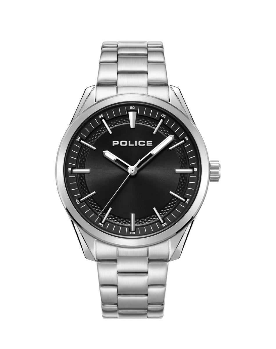 Police Men Silver Steel Black Dial Watch
