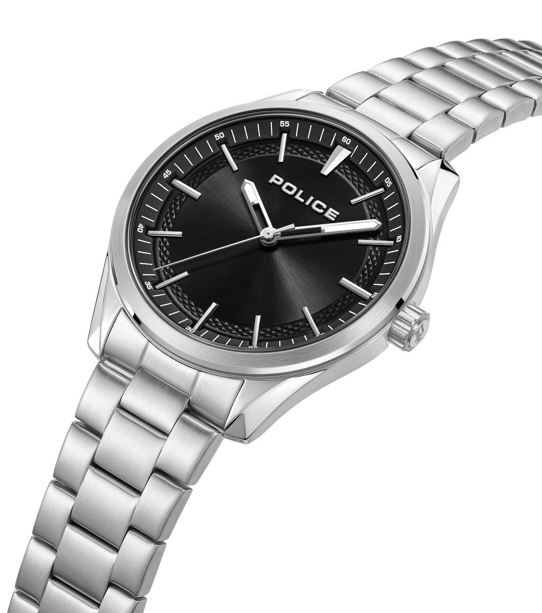 Police Men Silver Steel Black Dial Watch