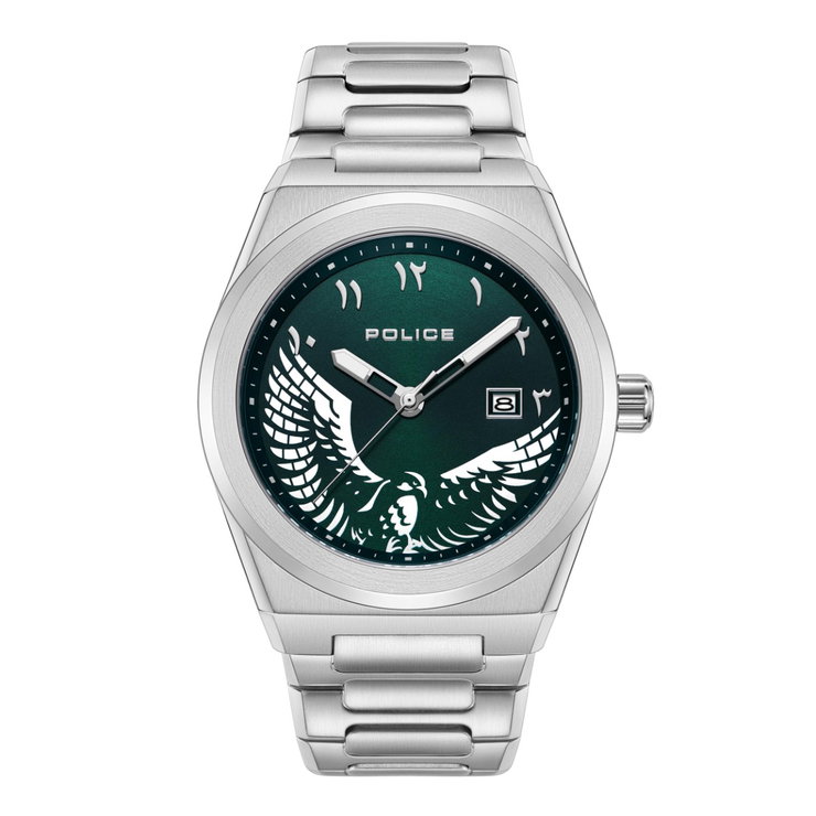 Police SALKANTAY watch for men steel silver , Green