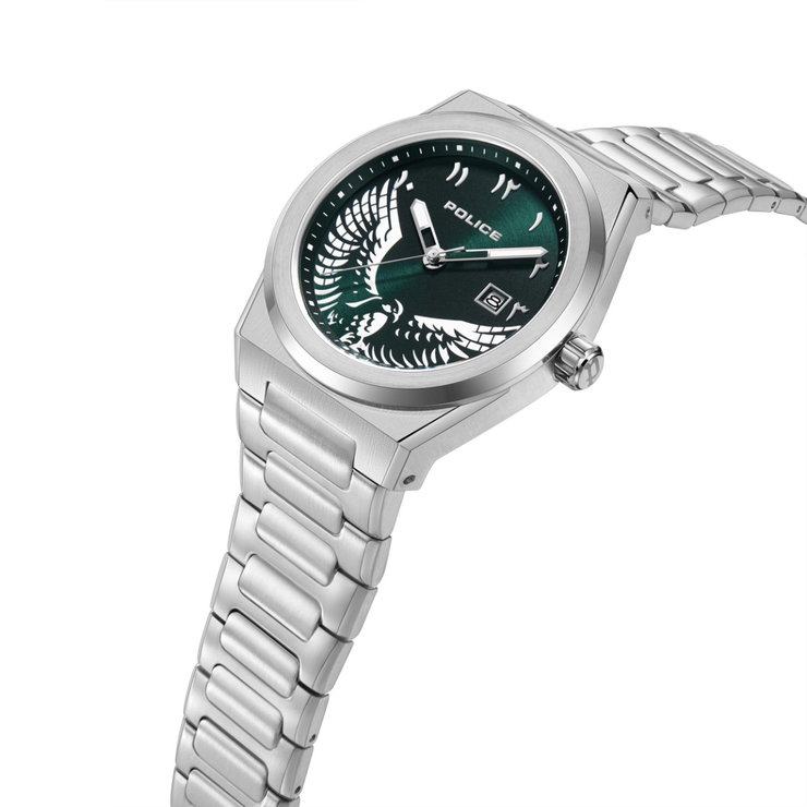 Police SALKANTAY watch for men steel silver , Green