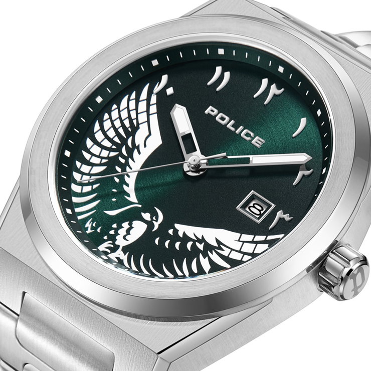 Police SALKANTAY watch for men steel silver , Green