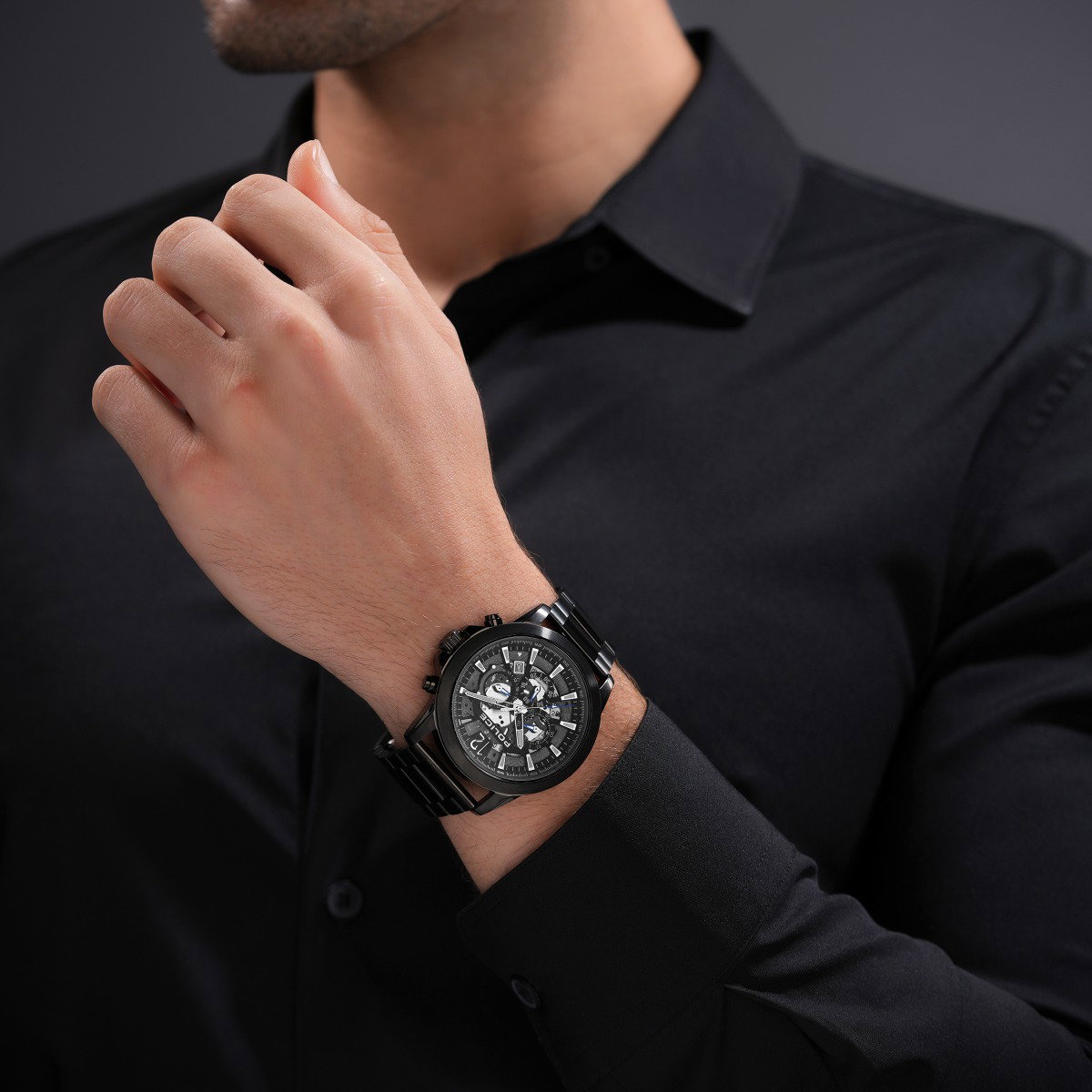 Police Men Black Chronograph Steel Watch