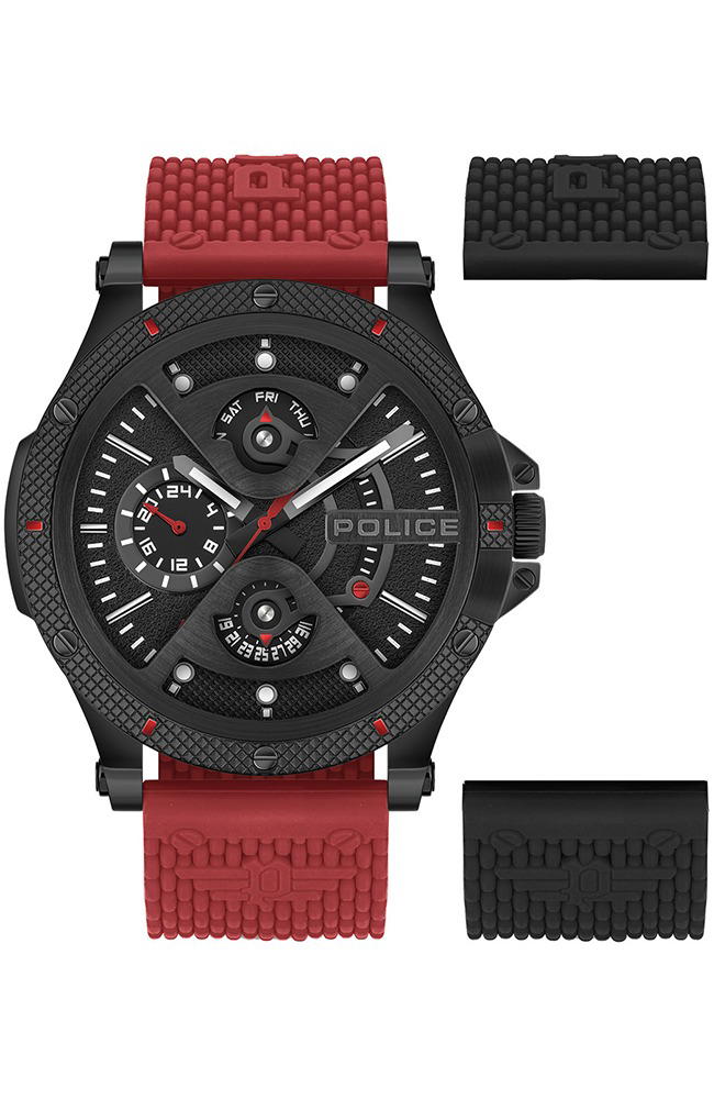 طقم ساعة بوليس سوريجاو للرجال مع سوارين مطاطي