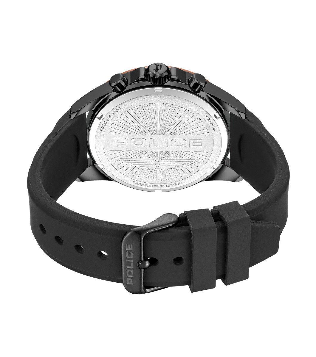 Police Motion Men's Black Multifunction Silicone Watch