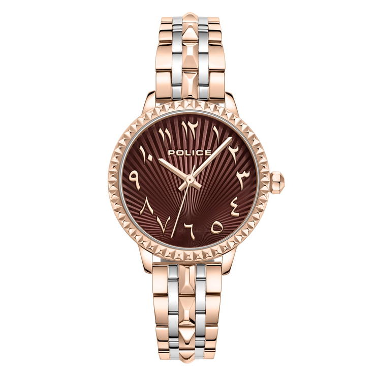 Police watch with Arabic number for women burgundy , Rose gold
