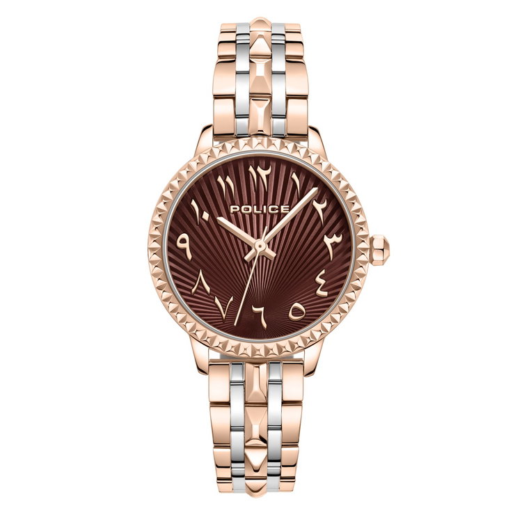 Police watch with Arabic number for women burgundy , Rose gold
