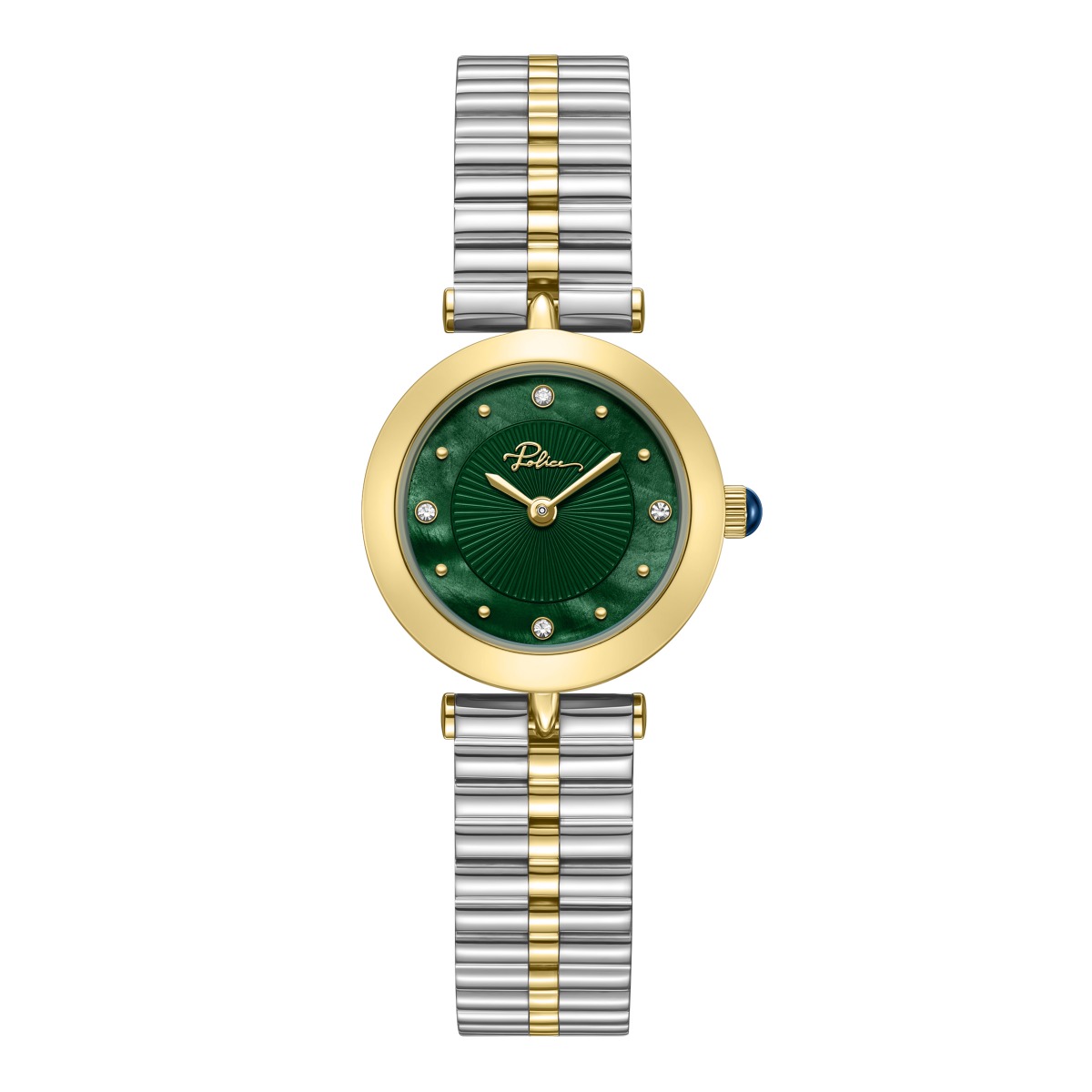 Police Agra Women's Green Dial Two-Tone Watch