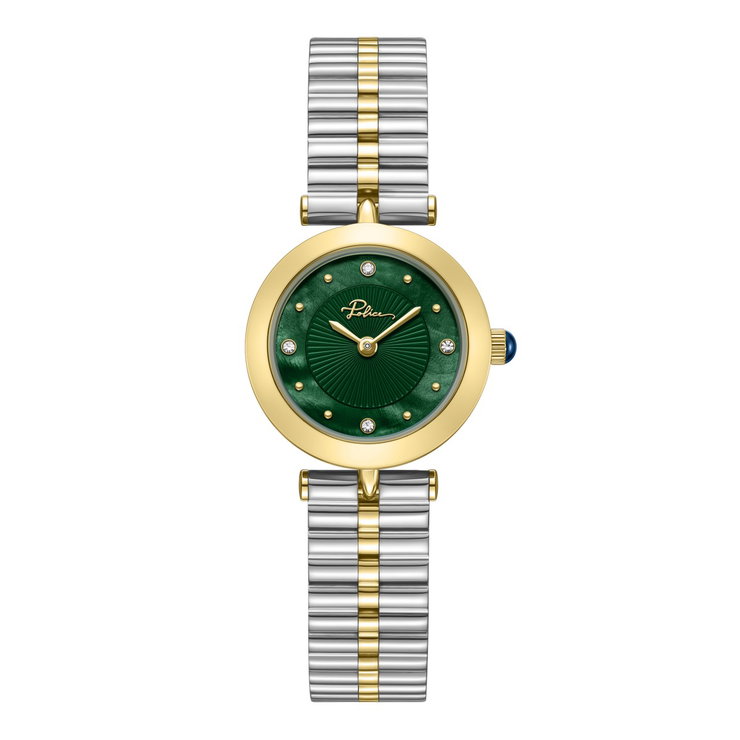 Police Agra Women's Green Dial Two-Tone Watch