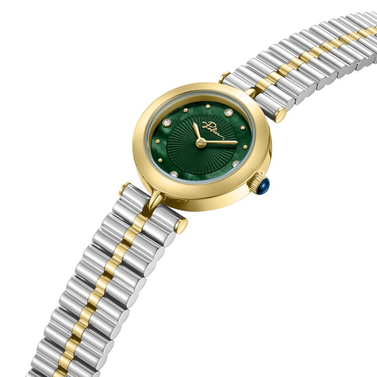 Police Agra Women's Green Dial Two-Tone Watch