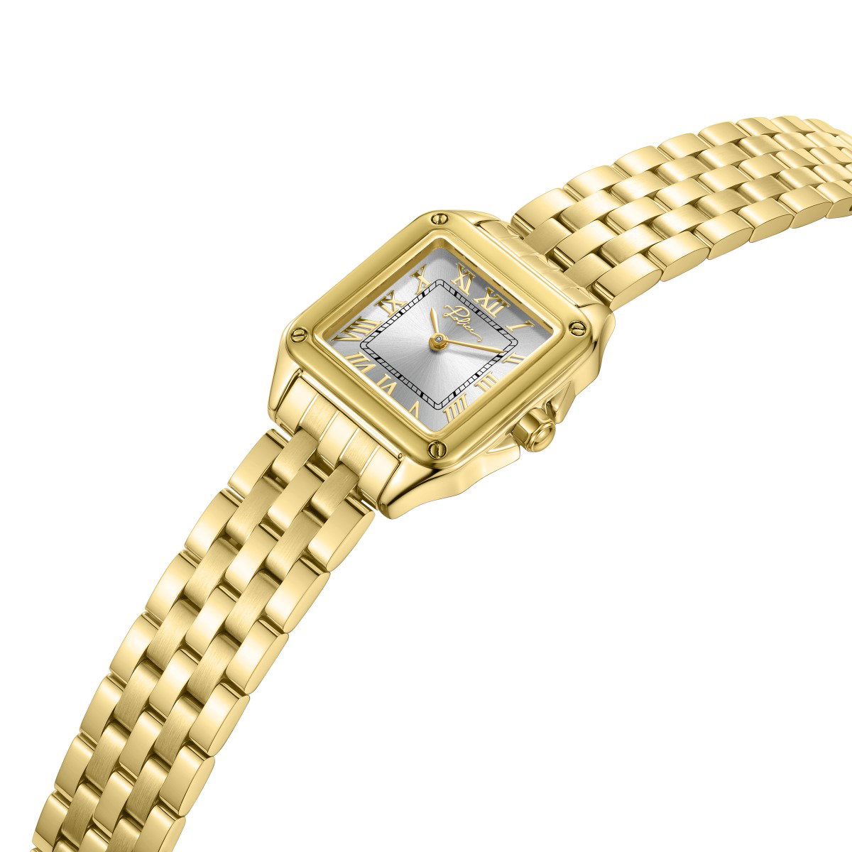 Police Women Gold Square Watch with Silver Dial