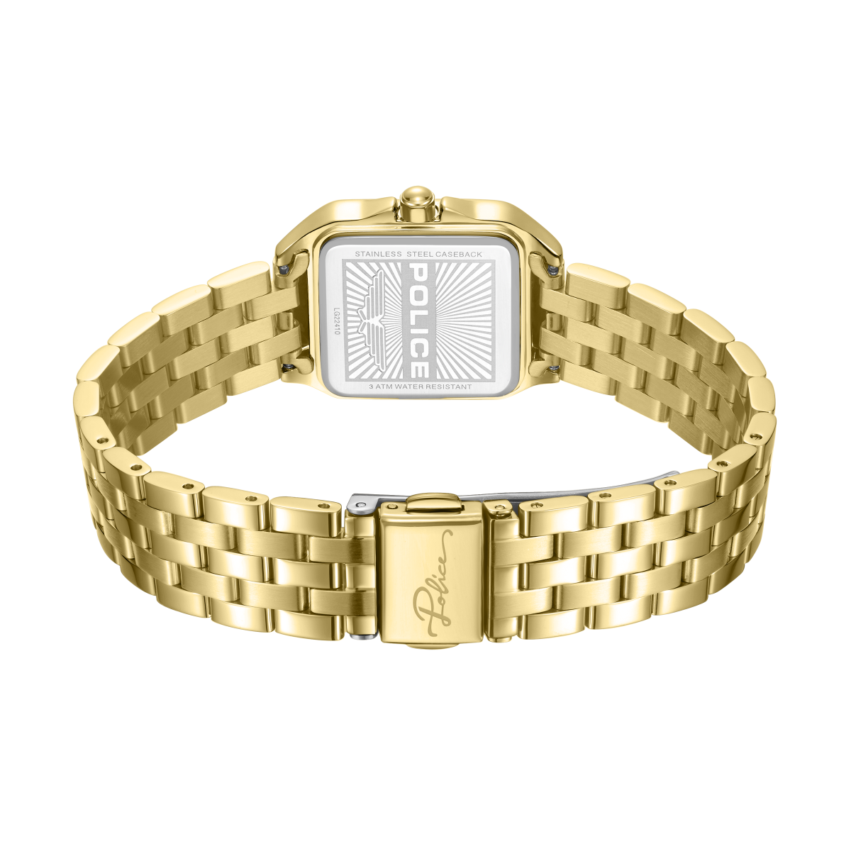 Police Women Gold Square Watch with Silver Dial