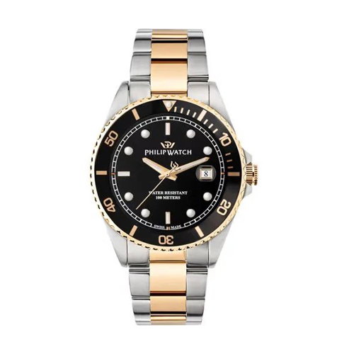 Philip Watch Caribe Watch For Men Black W/Rose Gold