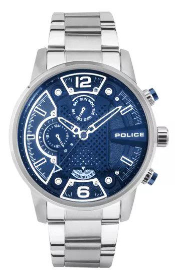 Police LANSHU watch for men steel silver , Blue 
