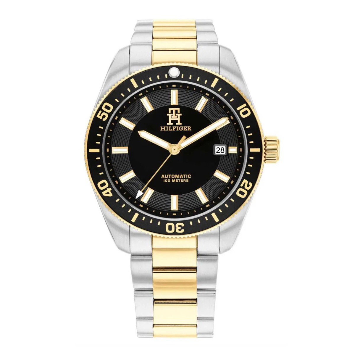 Tommy Hilfiger men Automatic watch steel silver , Gold