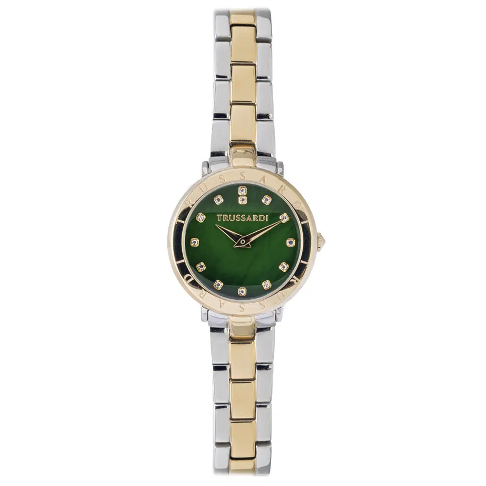 Trussardi Quartz watch for women , Gold / Green