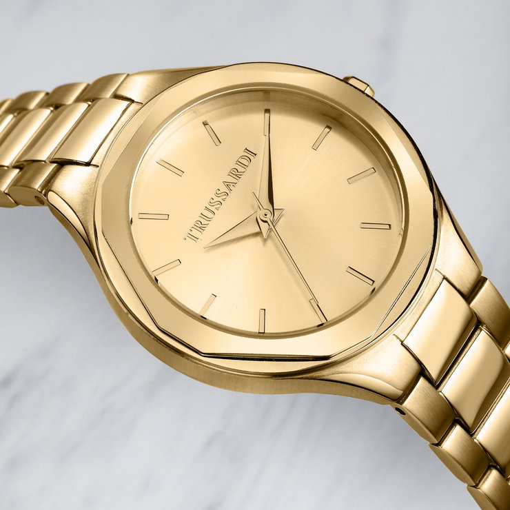 Trussardi Brink Quartz Watch For Women Yellow Gold