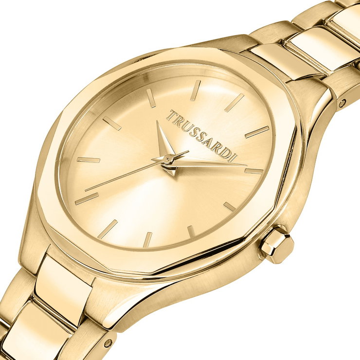 Trussardi Brink Quartz Watch For Women Yellow Gold