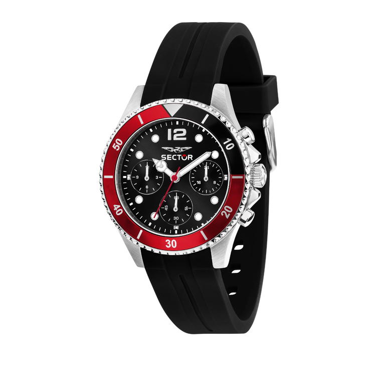 Sector 230 Quartz chronograph men watch black silicon strap