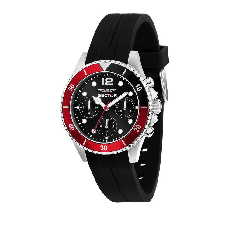 Sector 230 Quartz chronograph men watch black silicon strap