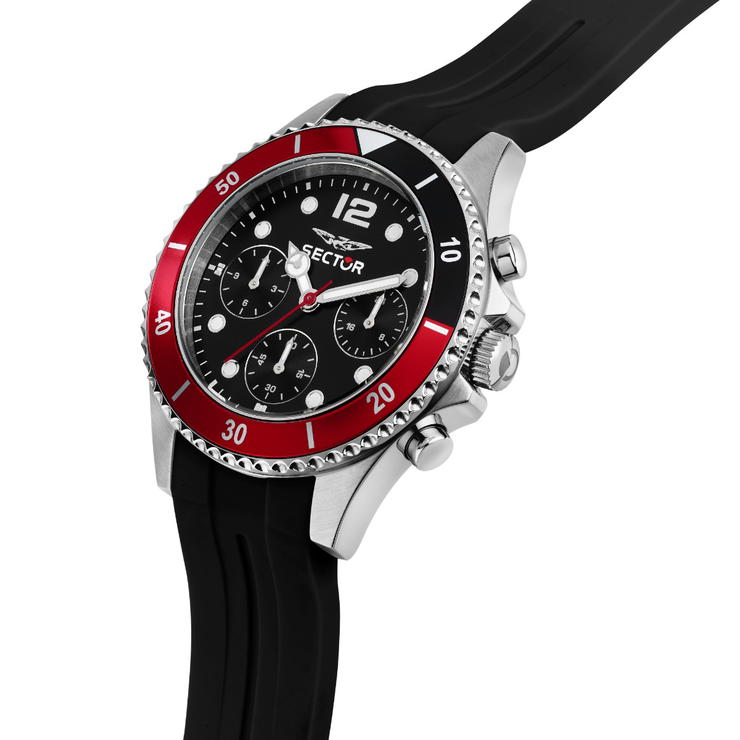 Sector 230 Quartz chronograph men watch black silicon strap